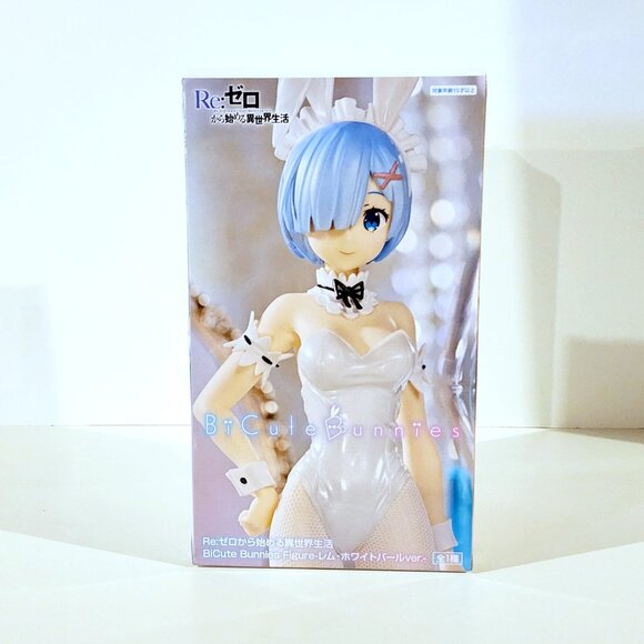 New Furyu ZERO BiCute Bunnies Rem White Peral Ver. Figure 30cm Japan TGoreba - Picture 2 of 5